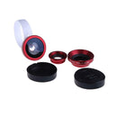 New Red Universal Clip 3In1 0.67X Fisheye Macro Wide Angle Lens for phones