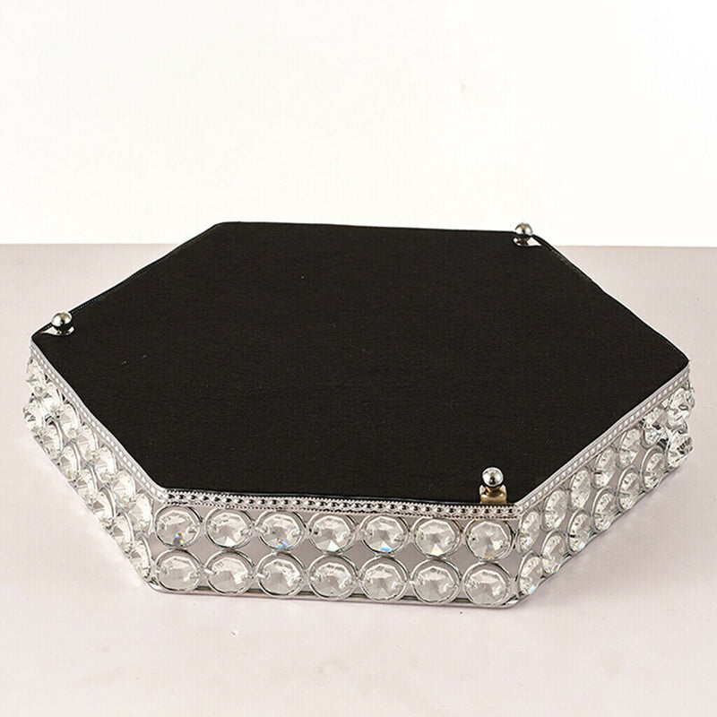 1pc Hex Mirrored Crystal Vanity Tray Cosmetic Home Bedroom Decor Dresser