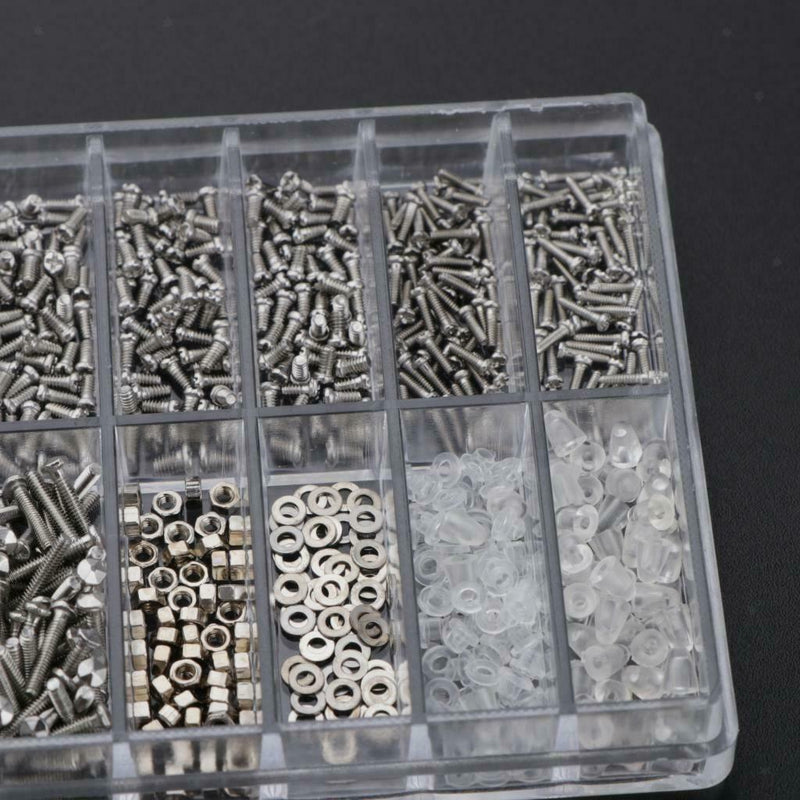 1000Pieces Eyeglasses Screws Repairing Tools Kit With Tweezer Cleaning Cloth