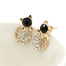 1 Pair Women Fashion Earrings Elegant Cat Crystal Rhinestone Ear Stud Earring FT