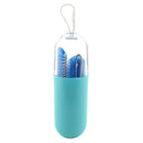 Collapsible Silicone Straw Reusable Folding Drinking Straw Blue Straight_B