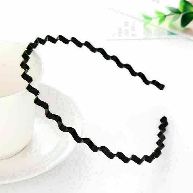 5pcs Unisex Sport Headband Black Head Hoop Band Hairband Metallic Wavy Hair O8W5