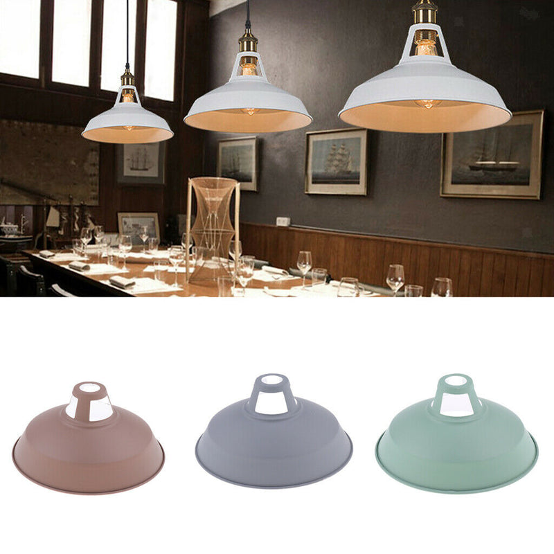 2 Pcs Industrial Retro Iron Pendant Lamp Shade For Corridor Cafe Bar Grey