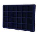 24 Slot Grid Velvet Frame Coin Jewelry Showcase Display Tray Storage Case