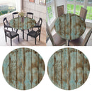 2x Elastic Round Tablecover Cover Waterproof Durable Vinyl 1.2m Wood Pattern