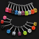 20 Pcs Mixed Cube Dice Lip Ear Studs Rings Tragus Labret Body Piercing Bars Delu