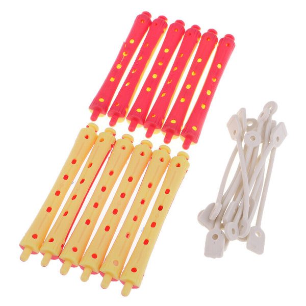 24 Pieces Salon Perm Rods Hair Roller With Rubber Band Curling Hairdressing