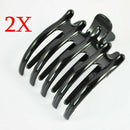 2 Pcs Black Plastic Hair Pin Crimp Hair Claw Clips For Women Girls G9V7