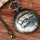 Large bronze embossed three pig retro pocket watch Fine chain embossed zodi J9O4