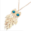 Collier en mÃ©tal pendentif feuille hibou longue chaÃ®ne femmes accessoires  OZ
