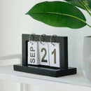 Reusable Flip Chart Perpetual Calendar w/ Wood Frame Office Home Decor Black