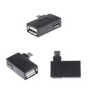 3 Pieces 90 degree Left Angle Micro USB 2.0 OTG Host Adapter w/ USB Power for
