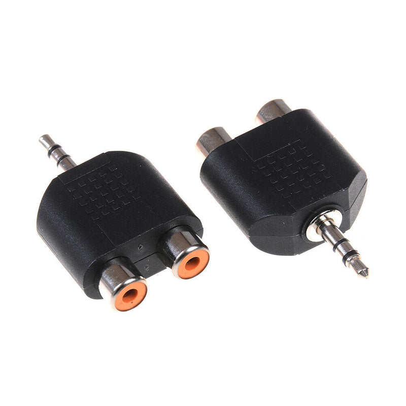 2Pcs 3.5mm to dual 2 RCA female male jack audio adapter conver.ES