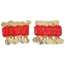 1 Pair Belly Dance Cuff Wrist Bracelets with 18 Golden Coins I5Q8