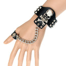 Gothic Rock Punk Black Leather Cuff Bracelet Studded  Bangle Cuff