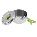 Folding Handle Stainless Steel Cooking Camping Pot For 1-2 Person