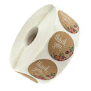 1 inch Thank You Stickers Roll, 500 Pieces Adhesive Floral Label Stickers