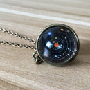 Solar System Necklace Pendant Planet Glow In Dark Galaxy Double Sided Glass Dome