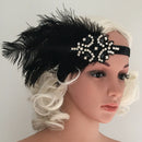 1 Piece 1920s Flapper Headband Ladies Fancy Dress Accessory 20s   Black