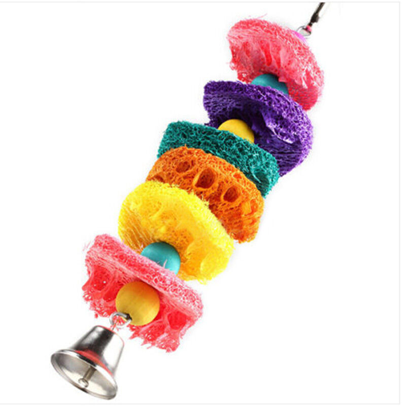 Easy Luffa Pet Bird Parrot Macaw Bell Swing Scratcher Parrot Bites   OZ