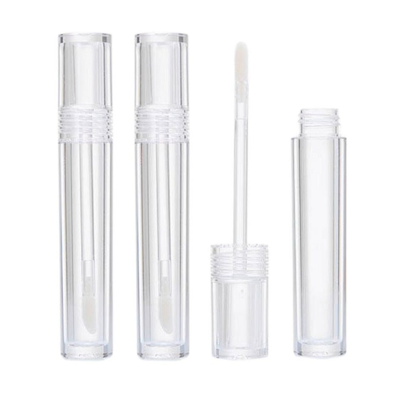 3Pc 5ml Empty Clear Lip Gloss Tube Container Bottle w/Brush Lip Wand