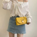 Fashion Women Messenger Bag Leather Pure Color Chain Shoulder Bag (Yellow)