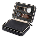 Black Zippered Watches Box Travel Case - Watch Organizer Collection - PU Le O1U3