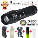 G700 LED Zoomable Flashlight X800 Military Lumitact Torch 18650 Battery Charger