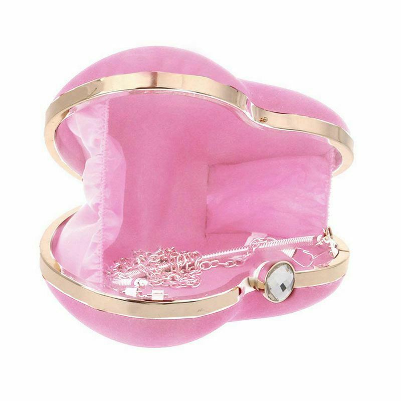 Women Girls Heart Shape Handbag Evening Party Tote Purse(Pink) F8X5