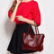 Women PU Leather Shoulder Crossbody Bag Large Capacity Totes Handbag (Red) A
