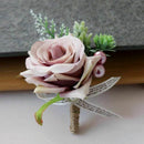Rose Flower Silk Boutonniere Corsage Accessories wedding decorations Nude p H4L8