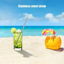 8pcs Stainless Steel Reusable Bent Straight Drink Straws with Cleaner Brush A
