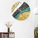 Nordic Decorative Marble Printing Wall Clocks Silent Quartz Circular Glass