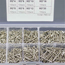 800pc M2 4-20mm Carbon Steel Cross Flat Head Self Tapping Screws w/ Box As WIM