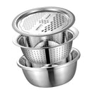 Kitchen Drain Basket Stainless Steel Colander Bowl with Vegetables Grater Round