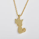 Girls Lovely Cute Crystal Cat Pendant Chain Necklace Animal Jewelry