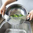 Stainless Steel Pot Funnel Strainer Rice Wash Basket Water Filter Drainer A