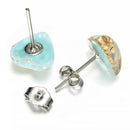 Woman Girls Love Natural Stone Turquoise Heart Shaped Ear Stud Earrings Jewelry