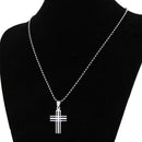 Men's Stainless Steel Cross Pendant Ball Bead Chain Necklace