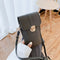 Women Touch Screen Phone Pouch PU Splicing PVC Crossbody Bag (Dark Grey)