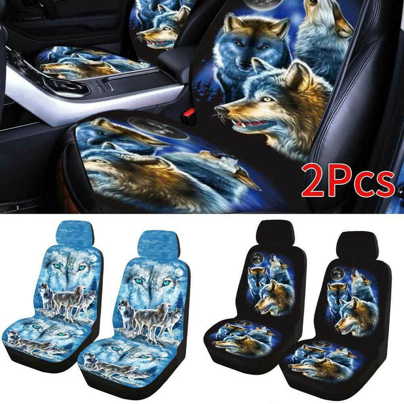 Front Saddle Washable Wolf Printed Car Seat Cover Anti Slip Interior Decoration