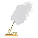 Wedding Decoraitons Retro Style White Feather Signing Pen with Love Holder