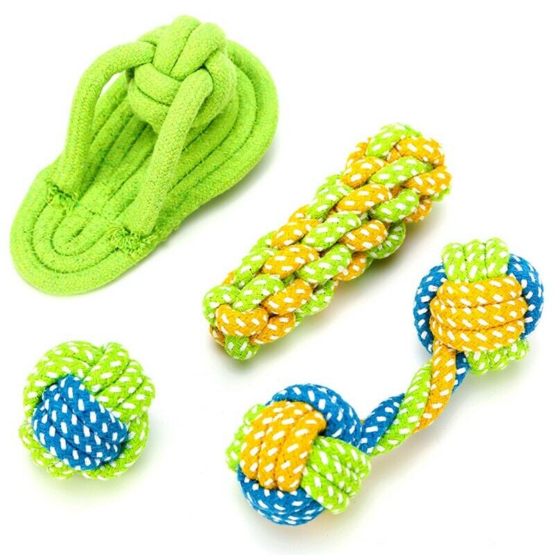 8Pcs Pet Dogs Rope Toys Cotton Knot Puppy Safe Chewing Teething Toys Teeth  M7J5