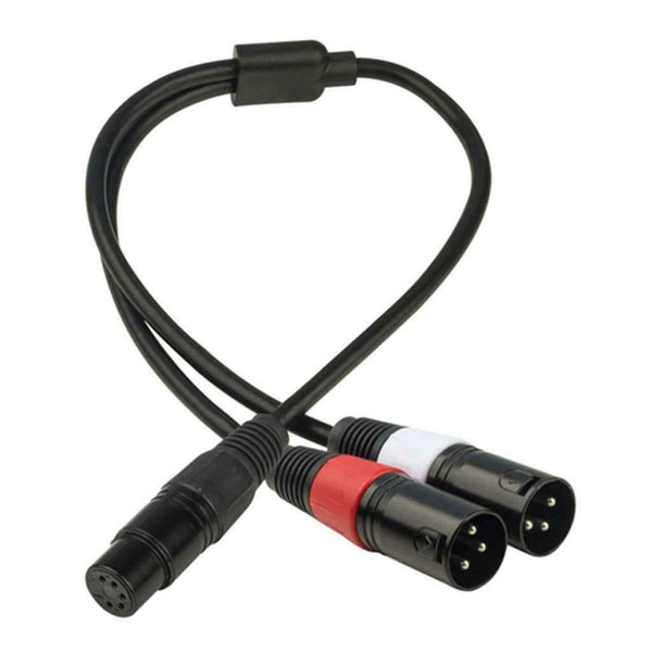 5Pin Male to Dual 3Pin Female 2CH Camera Audio Cable Flexible XLR Plug Lead
