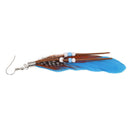 Pair Blue Feather Faux Bead Decor Fish Hook Earrings for Ladies P8Y8