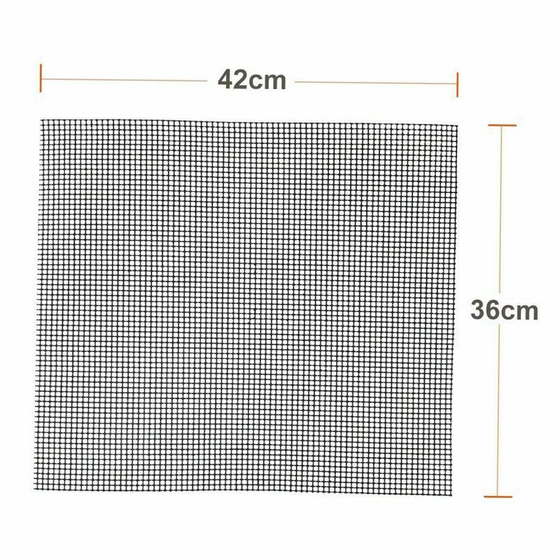 2 Pcs Barbecue Grill Mats Baking Mat, Back Rectangular and Non-Stick Coatin