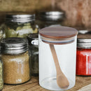 Food Storage Glass Jar Clear Sealed Canister Container with Lid and Spoon f X4S2