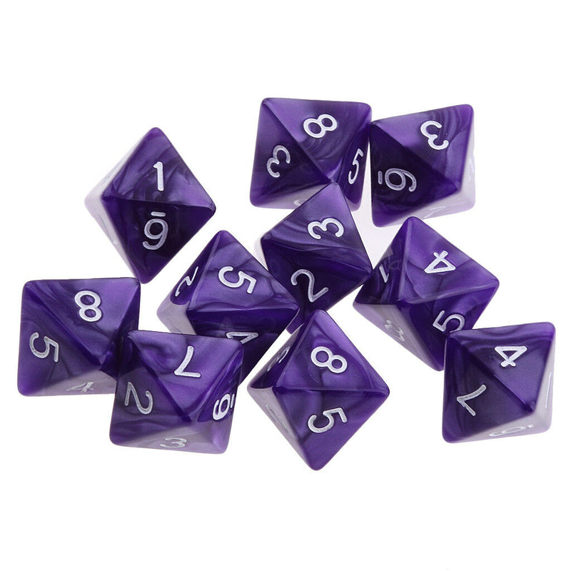 10pcs 8 Sided Dice D8 Polyhedral Dice for  Dice Purple