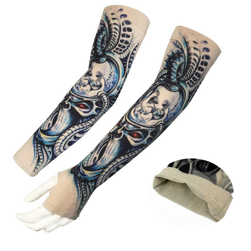 2Pcs 42Cm Driving Sunscreen Arm Tattoo Sleeve Man Woman Cool Cycling Tempor J3N9