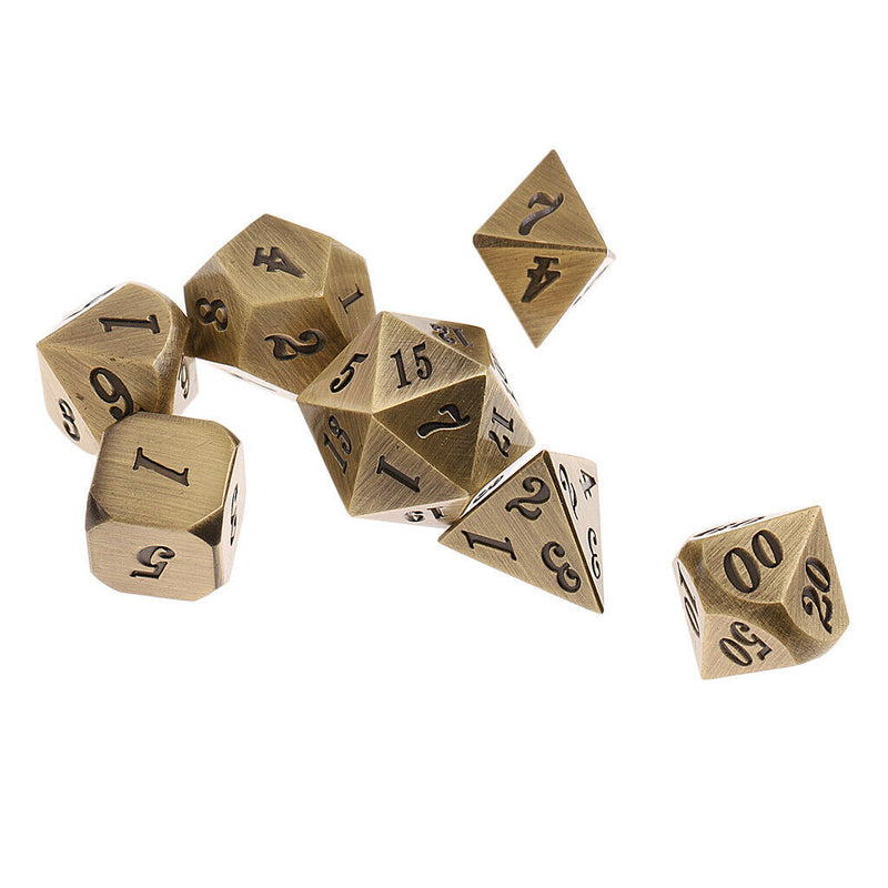 7 Pieces Metal Dice Set D6 D8 D10 D12 D20 for Board Games RPG MTG